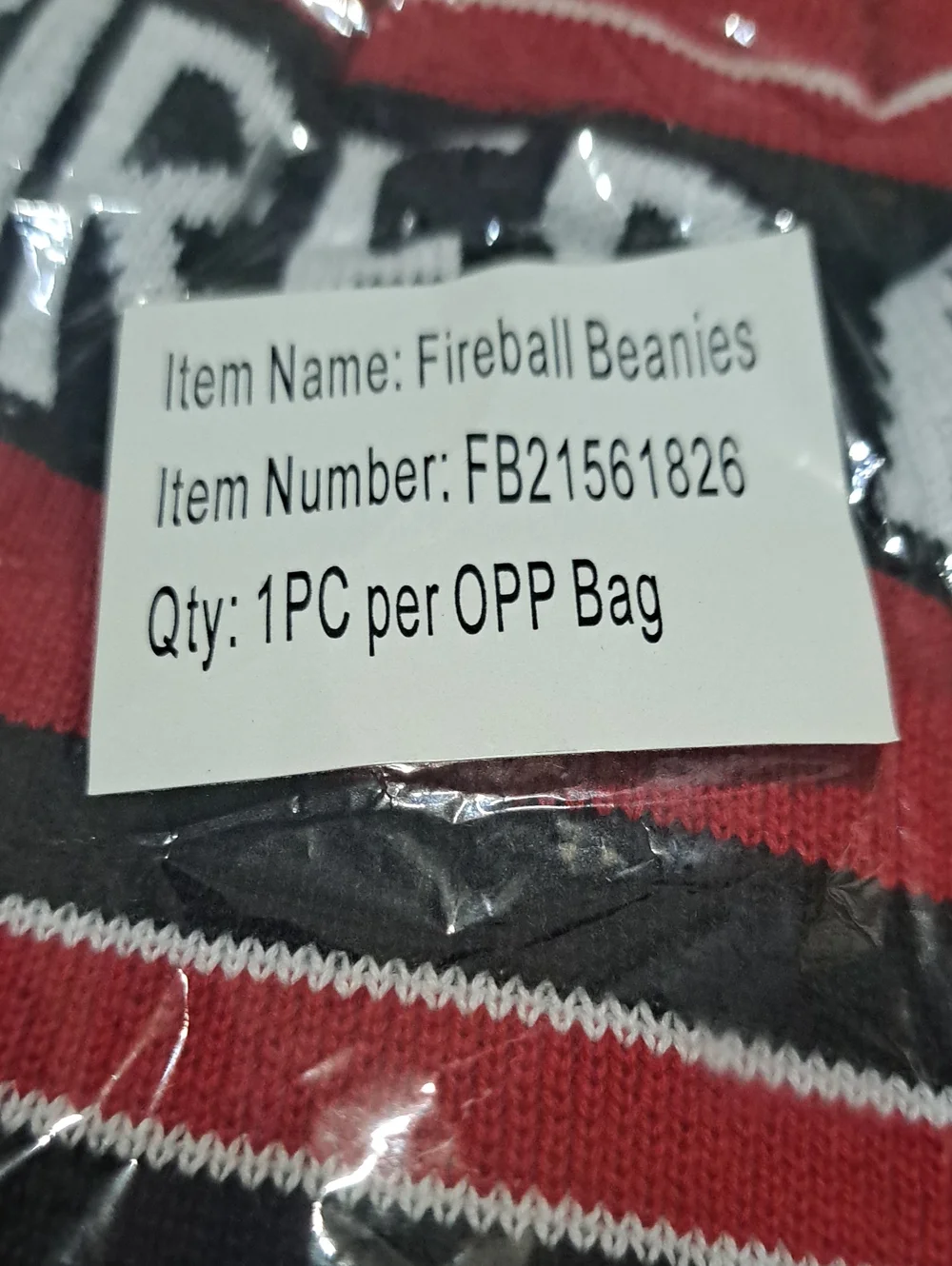 Red Cinnamon Whiskey 'Fireball' Pom Beanie Hat with Black Pom New in Packaging